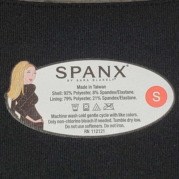Spanx Top Womens Small Black V Neck Lettuce Edge Shirt Stretch Shape Wear Lining - Picture 4 of 8